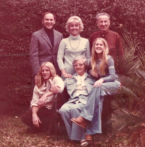 Alan Bean family with wife, Sue Bean's parents, Ned and Floy Mae Ragsdale, 1975